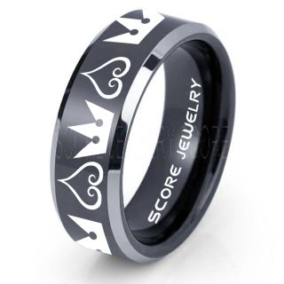 Kingdom Hearts Ring, Kingdom Hearts Jewelry, Kingdom Hearts Wedding Ring, Kingdom Hearts Wedding Band, Kingdom Hearts Black Ring, Black Tungsten Wedding Band