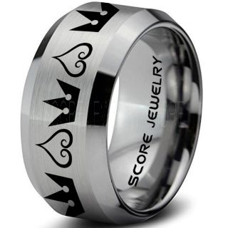 Kingdom Hearts Ring, Kingdom Hearts Jewelry, Kingdom Hearts Wedding Ring, Kingdom Hearts Wedding Band, Kingdom Hearts Silver Ring, Silver Tungsten Wedding Band