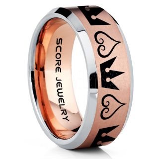 Kingdom Hearts Ring, Kingdom Hearts Jewelry, Kingdom Hearts Wedding Ring, Kingdom Hearts Wedding Band, Kingdom Hearts 14K Rose Gold Ring, Rose Gold Tungsten Wedding Band