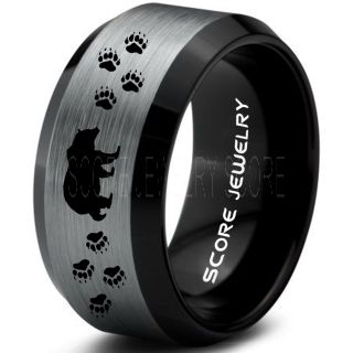 Grizzly Bear Ring, Bear Ring, Bear Paws Ring, Grizzly Bear Jewelry, Hunting Ring, Outdoorsman Ring, Grizzly Bear Jewelry, Bear Jewelry, Black Tungsten Band