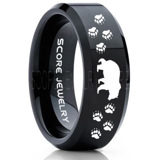 Grizzly Bear Ring, Bear Ring, Bear Paws Ring, Grizzly Bear Jewelry, Hunting Ring, Outdoorsman Ring, Grizzly Bear Jewelry, Bear Jewelry, Black Tungsten Band