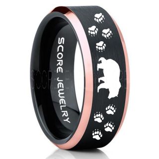 Grizzly Bear Ring, Bear Ring, Bear Paws Ring, Grizzly Bear Jewelry, Hunting Ring, Outdoorsman Ring, Grizzly Bear Jewelry, Bear Jewelry, Black Tungsten Band