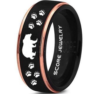 Grizzly Bear Ring, Bear Ring, Bear Paws Ring, Grizzly Bear Jewelry, Hunting Ring, Outdoorsman Ring, Grizzly Bear Jewelry, Bear Jewelry, Black Tungsten Band