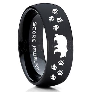 Grizzly Bear Ring, Bear Ring, Bear Paws Ring, Grizzly Bear Jewelry, Hunting Ring, Outdoorsman Ring, Grizzly Bear Jewelry, Bear Jewelry, Black Tungsten Band