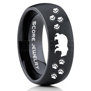 Grizzly Bear Ring, Bear Ring, Bear Paws Ring, Grizzly Bear Jewelry, Hunting Ring, Outdoorsman Ring, Grizzly Bear Jewelry, Bear Jewelry, Black Tungsten Band