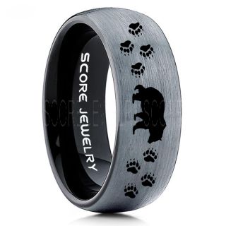 Grizzly Bear Ring, Bear Ring, Bear Paws Ring, Grizzly Bear Jewelry, Hunting Ring, Outdoorsman Ring, Grizzly Bear Jewelry, Bear Jewelry, Black Tungsten Band