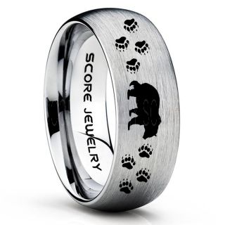 Grizzly Bear Ring, Bear Ring, Bear Paws Ring, Grizzly Bear Jewelry, Hunting Ring, Outdoorsman Ring, Grizzly Bear Jewelry, Bear Jewelry, Silver Tungsten Band