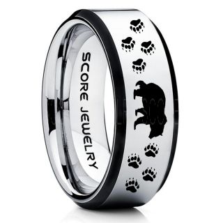Grizzly Bear Ring, Bear Ring, Bear Paws Ring, Grizzly Bear Jewelry, Hunting Ring, Outdoorsman Ring, Grizzly Bear Jewelry, Bear Jewelry, Silver Tungsten Band