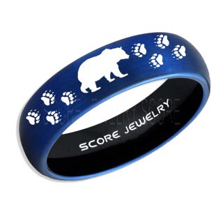 Grizzly Bear Ring, Bear Ring, Bear Paws Ring, Grizzly Bear Jewelry, Hunting Ring, Outdoorsman Ring, Grizzly Bear Jewelry, Bear Jewelry, Blue Tungsten Band