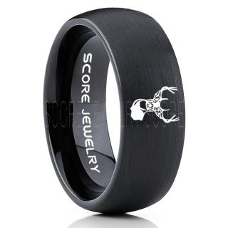 Deer Ring, Deer Wedding Ring, Deer Wedding Band, Deer Tracks Ring, Deer Tracks Black Tungsten Ring, Black Wedding Band, Hunting Ring, Outdoorsman Wedding Band