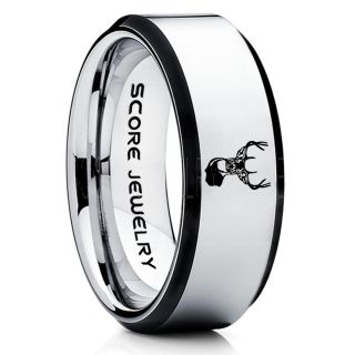 Deer Ring, Deer Wedding Ring, Deer Wedding Band, Deer Tracks Ring, Deer Tracks Silver Tungsten Ring, Silver Wedding Band, Hunting Ring, Outdoorsman Wedding Band