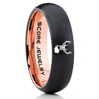 Deer Ring, Deer Wedding Ring, Deer Wedding Band, Deer Tracks Ring, Deer Tracks Black Tungsten Ring, Black Wedding Band, Hunting Ring, Outdoorsman Wedding Band
