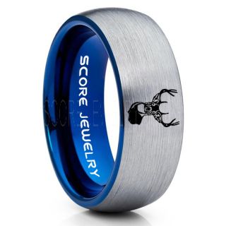 Deer Ring, Deer Wedding Ring, Deer Wedding Band, Deer Tracks Ring, Deer Tracks Silver Tungsten Ring, Silver Wedding Band, Hunting Ring, Outdoorsman Wedding Band