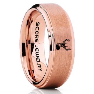 Deer Ring, Deer Wedding Ring, Deer Wedding Band, Deer Tracks Ring, Deer Tracks 14K Rose Gold Tungsten Ring, Rose Gold Wedding Band, Hunting Ring, Outdoorsman Wedding Band