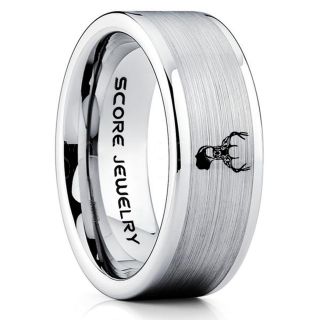 Deer Ring, Deer Wedding Ring, Deer Wedding Band, Deer Tracks Ring, Deer Tracks Silver Tungsten Ring, Silver Wedding Band, Hunting Ring, Outdoorsman Wedding Band