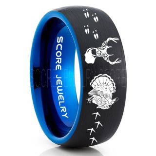 Wild Turkey Ring, Deer Hunting Ring, Turkey Hunting Ring, Black Tungsten Ring, Black Wedding Band, Hunting Ring, Turkey Tracks Wedding Band, Deer Tracks Ring, Turkey Tracks Ring