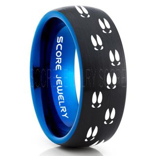 Deer Ring, Deer Wedding Ring, Deer Wedding Band, Deer Tracks Ring, Deer Tracks Black Tungsten Ring, Black Wedding Band, Hunting Ring, Outdoorsman Wedding Band