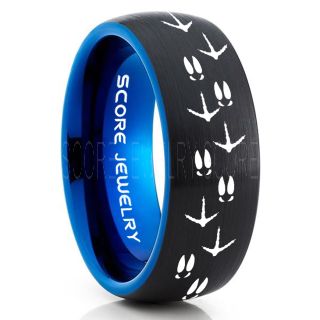 Wild Turkey Ring, Deer Hunting Ring, Turkey Hunting Ring, Black Tungsten Ring, Black Wedding Band, Hunting Ring, Turkey Tracks Wedding Band, Deer Tracks Ring, Turkey Tracks Ring