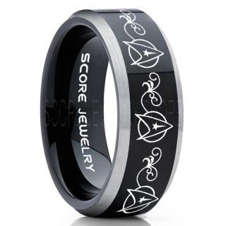 Star Trek Ring, Star Trek Jewelry, Star Trek Wedding Band, Star Trek Wedding Ring, 8mm Black Tungsten Ring, Black Tungsten Wedding Band