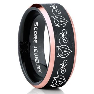 Star Trek Ring, Star Trek Jewelry, Star Trek Wedding Band, Star Trek Wedding Ring, 8mm Black Tungsten Ring, Black Tungsten Wedding Band