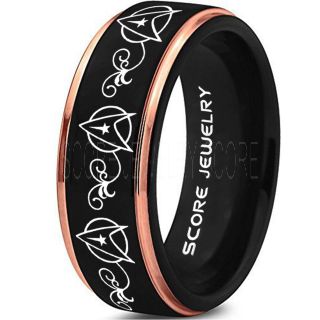 Star Trek Ring, Star Trek Jewelry, Star Trek Wedding Band, Star Trek Wedding Ring, 8mm Black Tungsten Ring, Black Tungsten Wedding Band