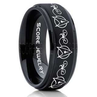 Star Trek Ring, Star Trek Jewelry, Star Trek Wedding Band, Star Trek Wedding Ring, 8mm Black Tungsten Ring, Black Tungsten Wedding Band