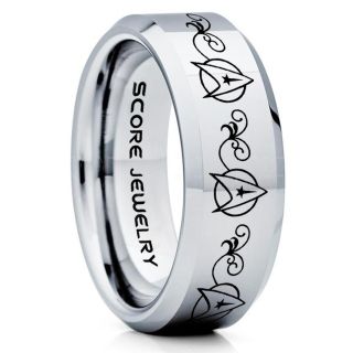 Star Trek Ring, Star Trek Jewelry, Star Trek Wedding Band, Star Trek Wedding Ring, 8mm Silver Tungsten Ring, Silver Tungsten Wedding Band