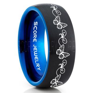 Butterfly Ring, Music Notes Ring, Music Ring, Monarch Butterfly Ring, Butterfly Jewelry, Monarch Butterfly Jewelry, Monarch Butterfly Wedding Band, Animal Lover Ring, Nature Lover Ring, Black Tungsten Ring, Black Wedding Band