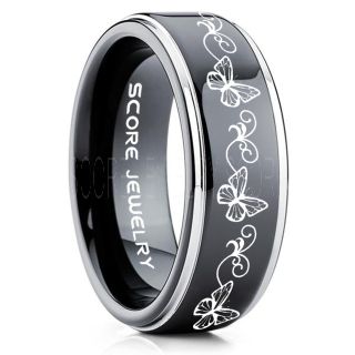 Butterfly Ring, Music Notes Ring, Music Ring, Monarch Butterfly Ring, Butterfly Jewelry, Monarch Butterfly Jewelry, Monarch Butterfly Wedding Band, Animal Lover Ring, Nature Lover Ring, Black Tungsten Ring, Black Wedding Band