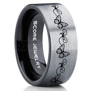 Butterfly Ring, Monarch Butterfly Ring, Butterfly Jewelry, Monarch Butterfly Jewelry, Monarch Butterfly Wedding Band, Animal Lover Ring, Nature Lover Ring, Silver Tungsten Ring, Silver Wedding Band