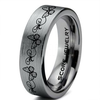 Butterfly Ring, Monarch Butterfly Ring, Butterfly Jewelry, Monarch Butterfly Jewelry, Monarch Butterfly Wedding Band, Animal Lover Ring, Nature Lover Ring, Silver Tungsten Ring, Silver Wedding Band
