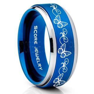 Butterfly Ring, Music Notes Ring, Music Ring, Monarch Butterfly Ring, Butterfly Jewelry, Monarch Butterfly Jewelry, Monarch Butterfly Wedding Band, Animal Lover Ring, Nature Lover Ring, Blue Tungsten Ring, Blue Wedding Band