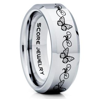 Butterfly Ring, Monarch Butterfly Ring, Butterfly Jewelry, Monarch Butterfly Jewelry, Monarch Butterfly Wedding Band, Animal Lover Ring, Nature Lover Ring, Silver Tungsten Ring, Silver Wedding Band