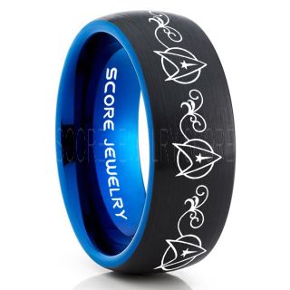 Star Trek Ring, Star Trek Jewelry, Star Trek Wedding Band, Star Trek Wedding Ring, 8mm Black Tungsten Ring, Black Tungsten Wedding Band
