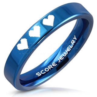 Legend of Zelda Ring, 8 Bit Hearts Ring, Zelda Wedding Ring, Zelda Wedding Band, Gamer Ring, Blue Tungsten Ring, Blue Wedding Band, 8 Bit Hearts Zelda Ring