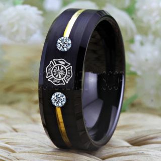 Fire Department Ring, Fireman Ring, Fireman Jewelry, Black Tungsten Band, Black Tungsten Wedding Band, Firefighter Ring, Fire Department Tungsten Ring