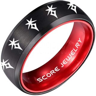 Final Fantasy Ring, Final Fantasy Jewelry, Dark Knight Ring, Gamer Ring, Final Fantasy Wedding Ring, Final Fantasy Wedding Band, Black Tungsten Ring, Black Wedding Band