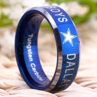Dallas Cowboys Ring, Cowboys Ring, Dallas Ring, Dallas Cowboys Jewelry, Blue Tungsten Ring, Police Force ring, Blue Wedding Band