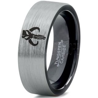 Boba Fett Ring, Boba Fett Mythosaur Skull Ring, Boba Fett Mandalorian Ring, Star Wars Ring, Star Wars Wedding Band, Silver Mandalorian Wedding Ring, Silver Tungsten Band, Mandalorian Wedding Band, Star Wars Wedding Ring, Star Wars Mandalorian Jewelry