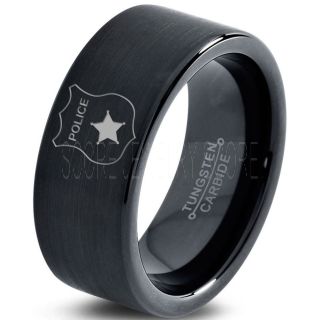 Police Ring, Policeman Ring, Policeman Badge Ring, Badge Ring, Policeman Jewelry, Law Enforcement Ring, Law Enforcement Jewelry, Black Tungsten Ring, Police Force ring, Black Wedding Band