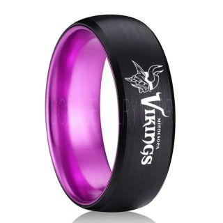Black Tungsten Vikings Ring, Black Tungsten Ring, Football Ring