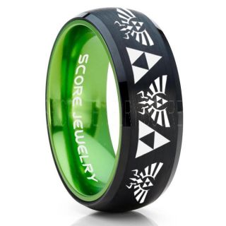 Legend of Zelda Ring, Zelda Triforce Ring, Black Zelda Wedding Ring, Black Tungsten Zelda Wedding Band, Black Tungsten Ring, Black Wedding Band, Gamer Ring
