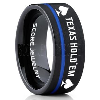 Texas Holdem Poker Ring, Poker Ring, Ace of Spades Ring, Poker Jewelry, Blackjack Ring, Casino Ring, Joker Ring, Poker Wedding Ring, Black Tungsten Ring