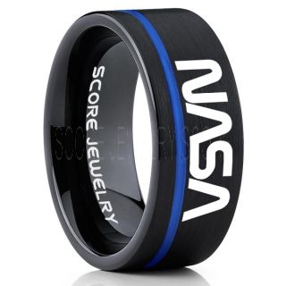 NASA Ring, NASA Jewelry, Astronomy Ring, Space Ring, Space Jewelry, Black Wedding Ring, Black Tungsten Band, NASA Wedding Band, NASA Wedding Ring