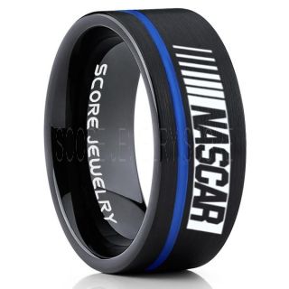 NASCAR Ring, NASCAR Jewelry, Racing Ring, Racing Flag Ring, Checkered Flag Ring, Chequered Flag Ring, Black Tungsten Ring, Car Racing Ring, Black Wedding Band, Black Tungsten Ring