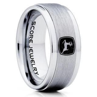 John Deere Ring, Farmer Ring, Agriculture Ring, Construction Machinery Ring, John Deere Jewelry, John Deere Machinery Ring, Farmer Tungsten Wedding Ring, Silver Tungsten Ring