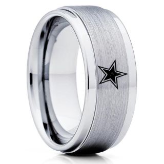 Texas Ring, Texas Football Ring, Dallas Ring, Football Ring, Silver Tungsten Ring, Silver Tungsten Wedding Ring, Silver Wedding Ring, Dallas Football Ring, Dallas Football Wedding Ring