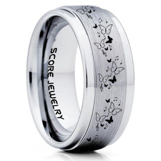 Butterfly Ring, Monarch Butterfly Ring, Butterfly Jewelry, Monarch Butterfly Jewelry, Monarch Butterfly Wedding Band, Animal Lover Ring, Nature Lover Ring, Silver Tungsten Ring, Silver Wedding Band