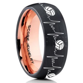 Volleyball Ring, Volleyball Player Ring, Volleyball Coach Ring, Coach Ring, Volleyball Jewelry, Black Volleyball Ring, Black Ring, Black Tungsten Ring, Volleyball Band