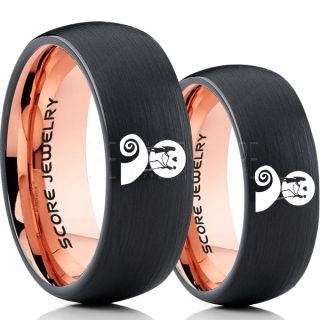 Jack and Sally Rings, Jack and Sally Wedding Bands, Black Tungsten Rings, Black Tungsten Wedding Bands, Jack and Sally Wedding Rings